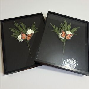 Framed Butterfly and Floral Art 2 each